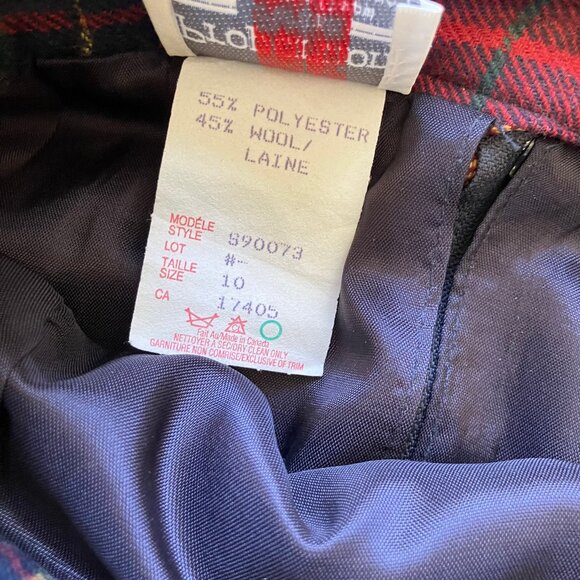 Wool Plaid Pencil Skirt Red/Green Tartan with Belt Vintage Proportion Petites - Picture 5 of 6